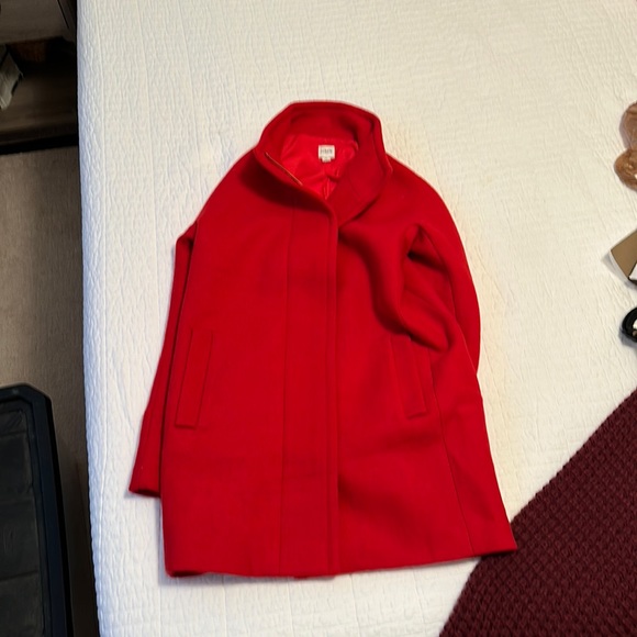 J. Crew red winter coat - pea coat - Picture 1 of 5